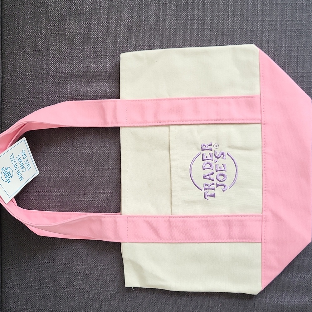 Trader Joe's LIMITED EDITION 2025 Mini Canvas Tote Bags in Pink - NWT